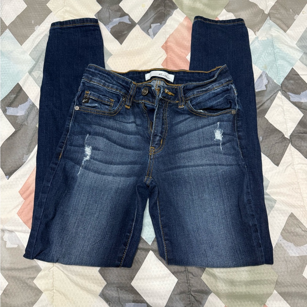 KanCan Blue Skinny Jeans with Distressed Detailing